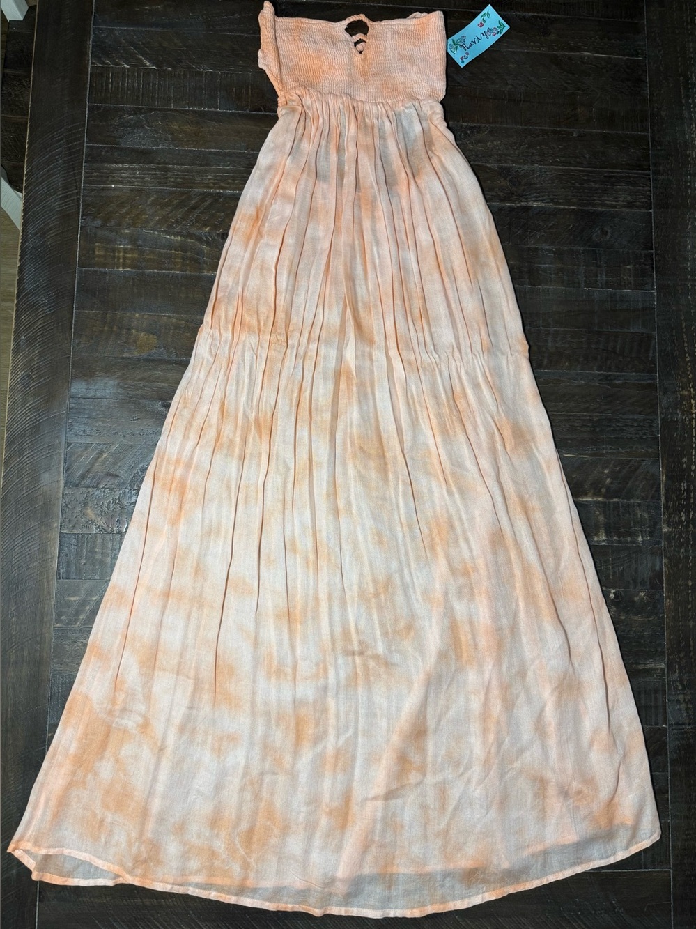 NWT Raviya Boutique Strapless Backless Pink Peach Maxi Dress Beach Cover Up Sz M